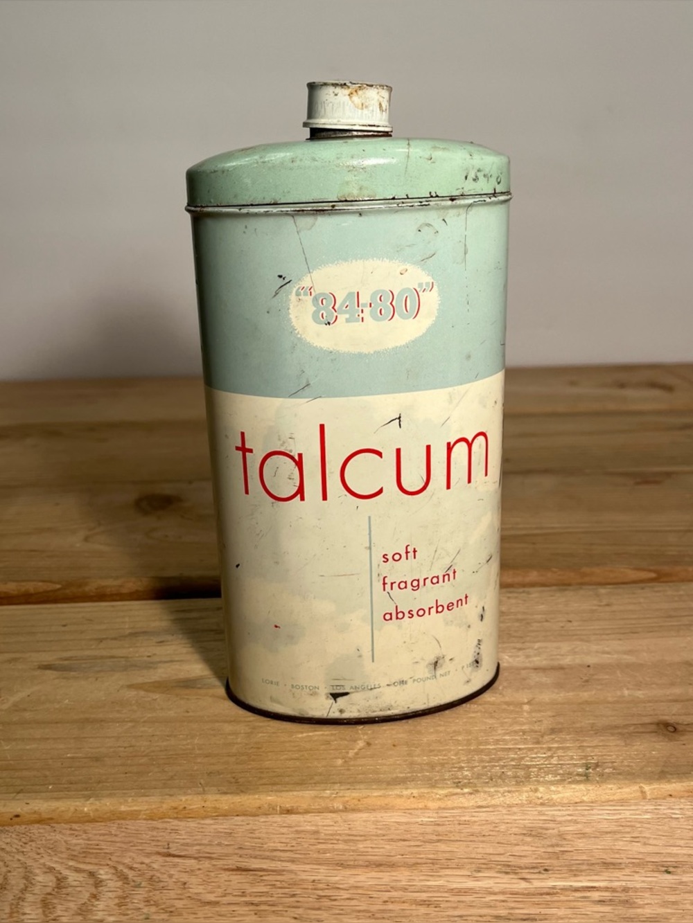 Rare VTG "84-80" Talcum Powder by REXALL DRUG  16 oz. Metal Tin Empty!